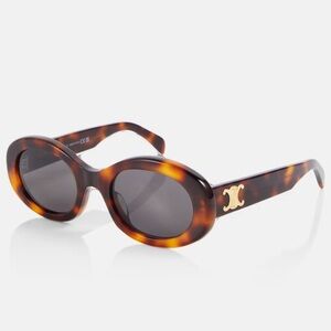 Celine Triomphe oval-frame tortoiseshell sunglasses